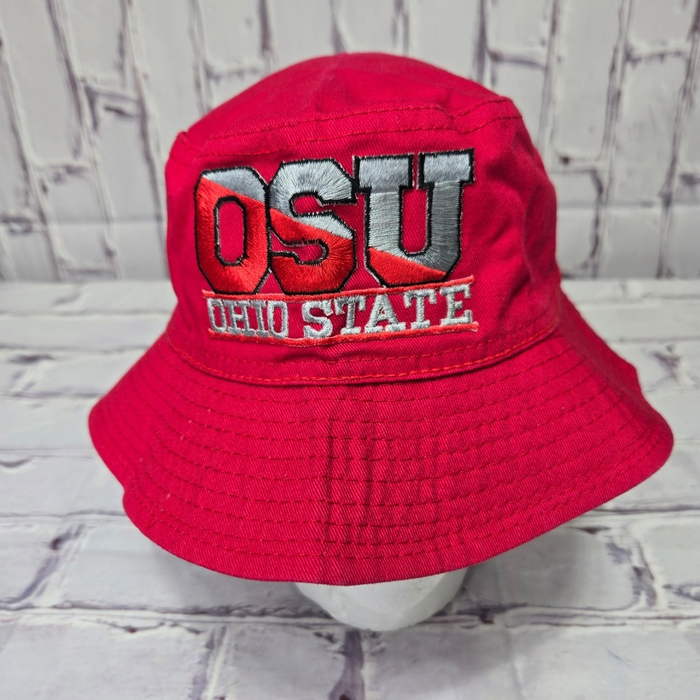 Vintage Ohio State Buckeyes NCAA Bucket Hat Red OSU Adult Large Made In USA